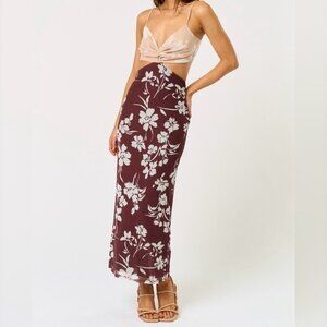 TWO FACED FLORAL CUT OUT MAXI DRESS